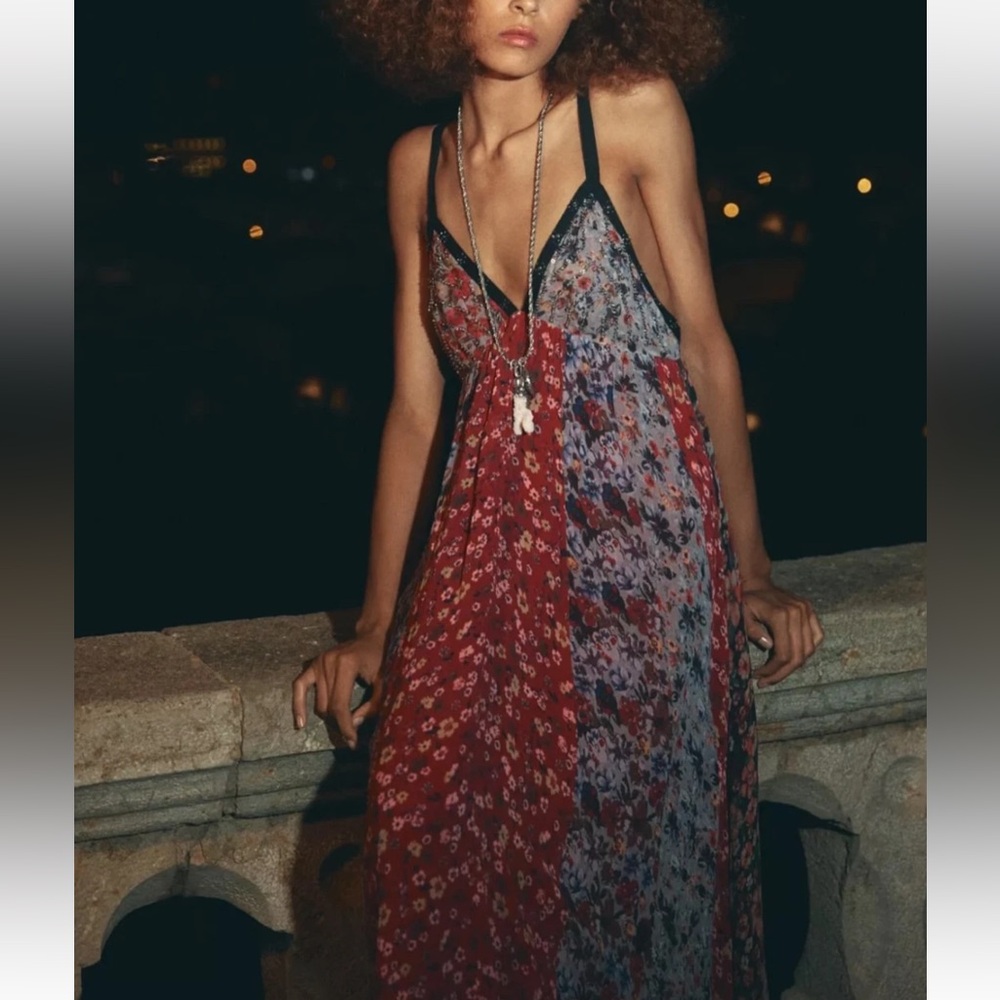 NWT Zara SS25 ZW Collection Floral Print Dress SIZE M